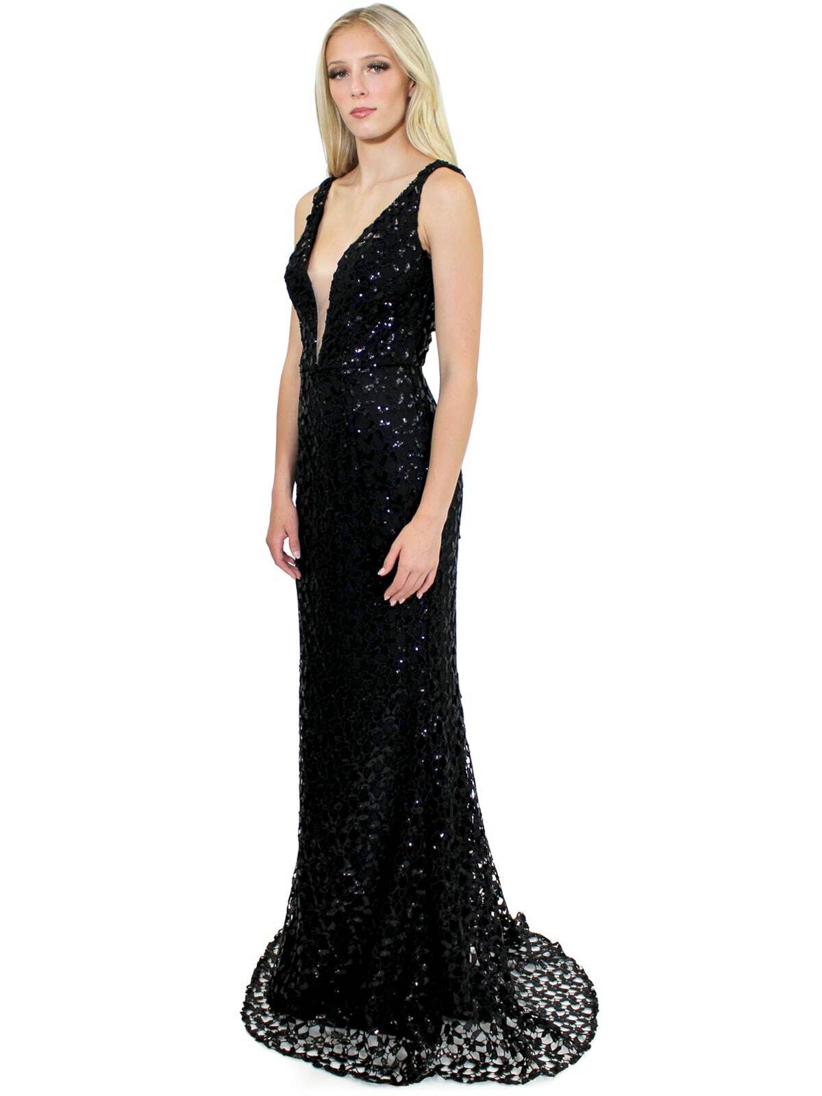 Style 8028 Marc Defang Size 2 Prom Satin Black Mermaid Dress on Queenly