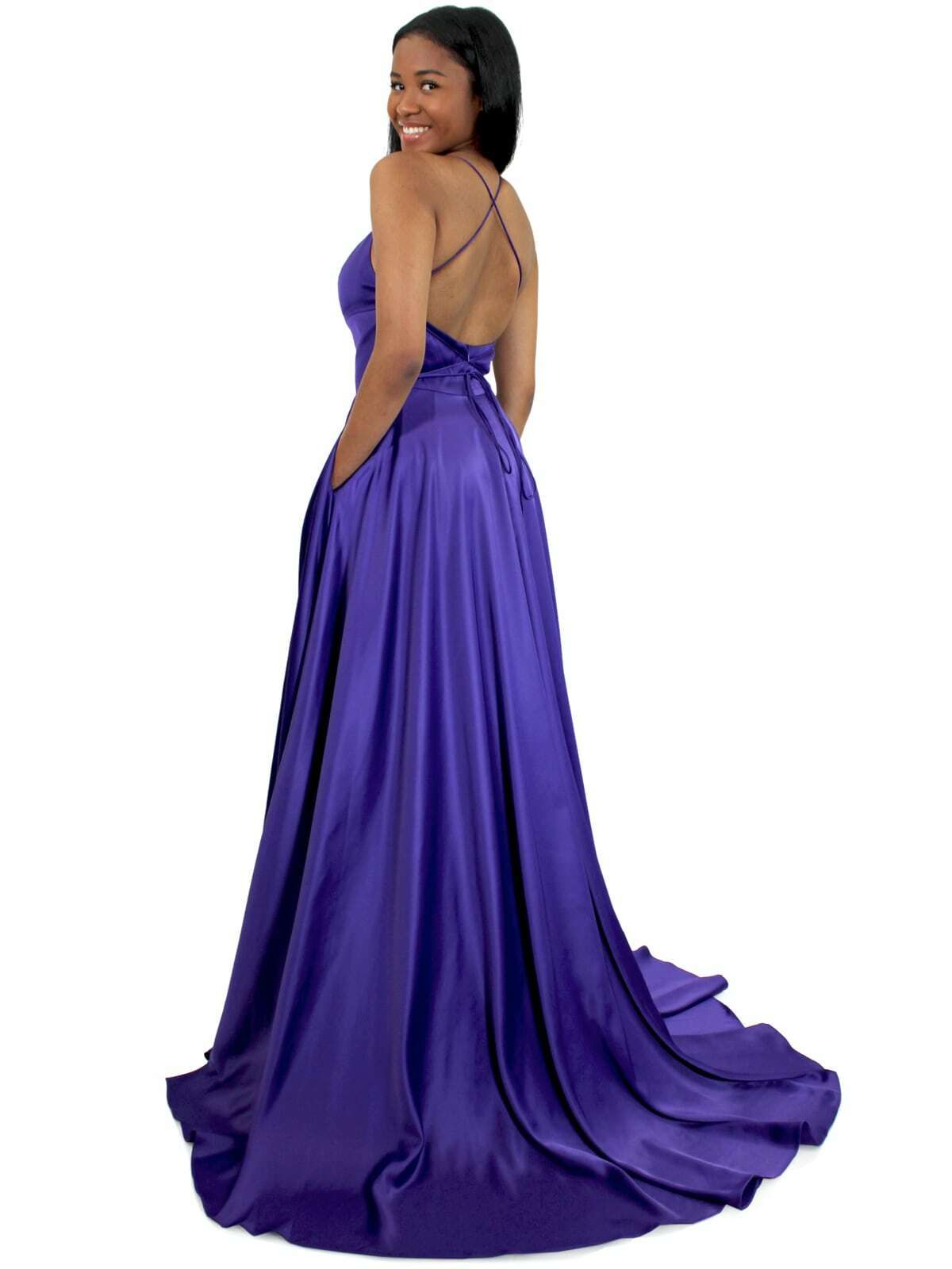 Style 5020 Marc Defang Size 00 Prom Purple Side Slit Dress on Queenly