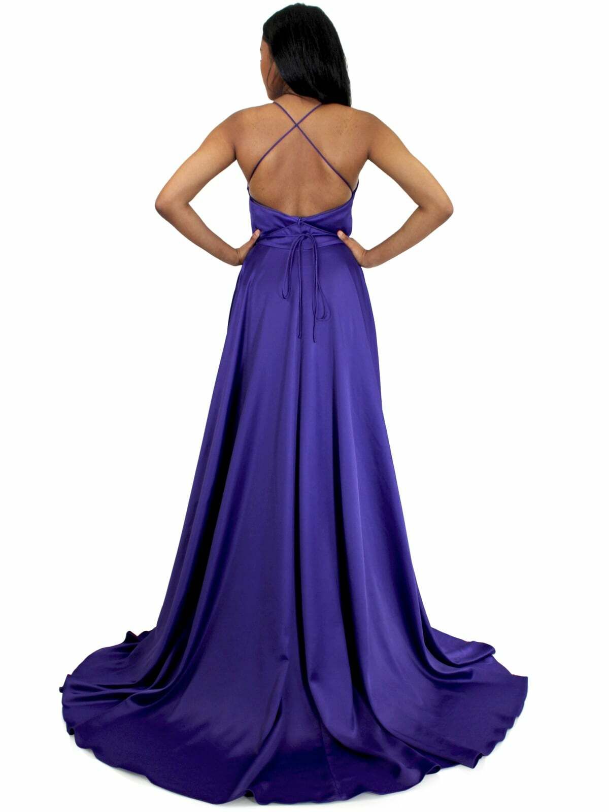 Style 5020 Marc Defang Size 6 Prom Purple Side Slit Dress on Queenly