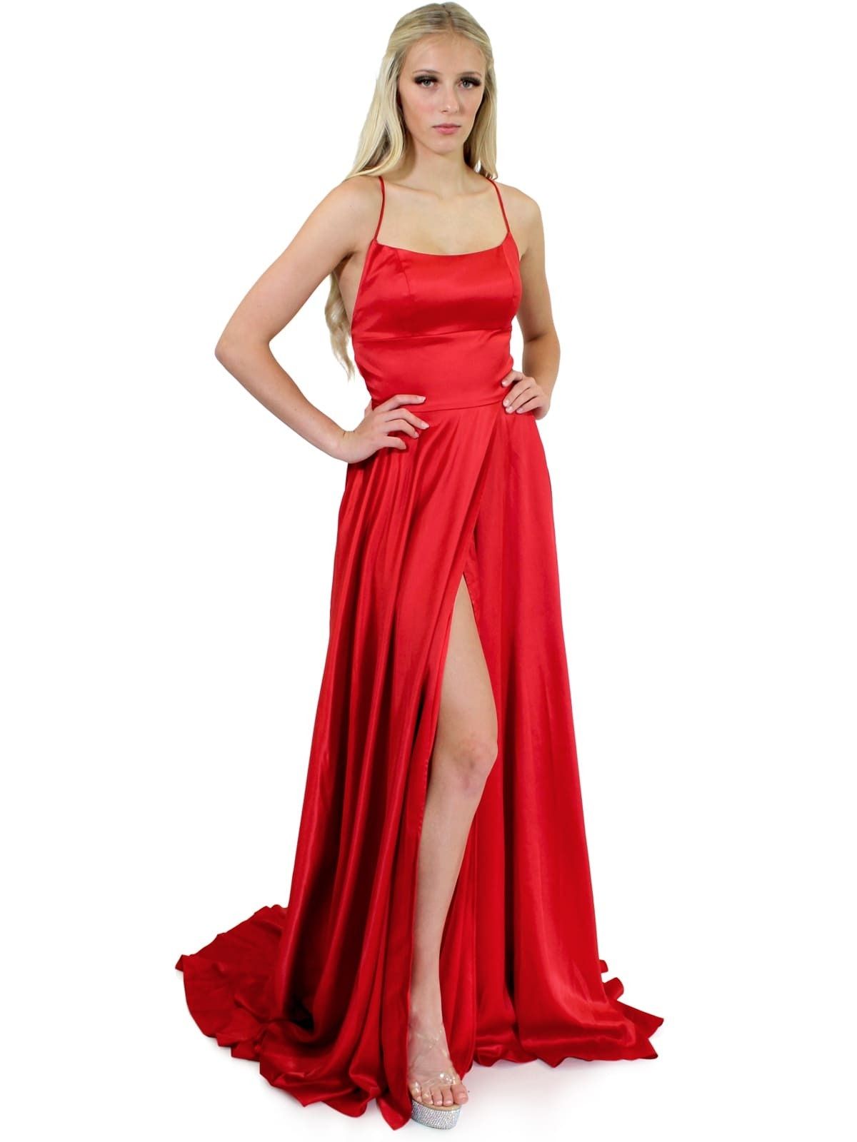 Style 5020 Marc Defang Size 0 Prom Red Side Slit Dress on Queenly