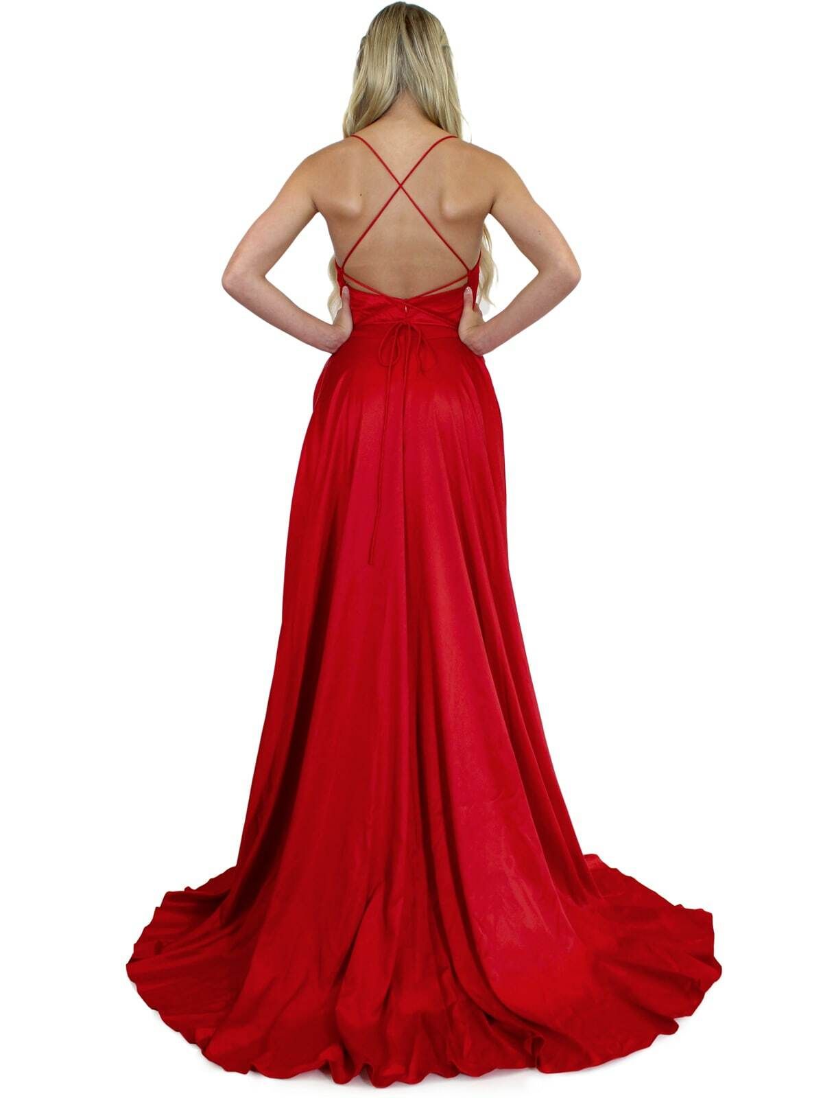 Style 5020 Marc Defang Size 8 Prom Red Side Slit Dress on Queenly