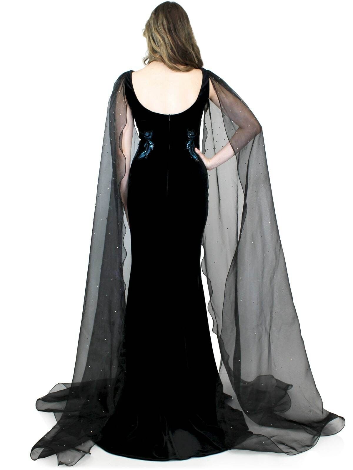 Style 8022 Marc Defang Plus Size 16 Prom Velvet Black Mermaid Dress on Queenly