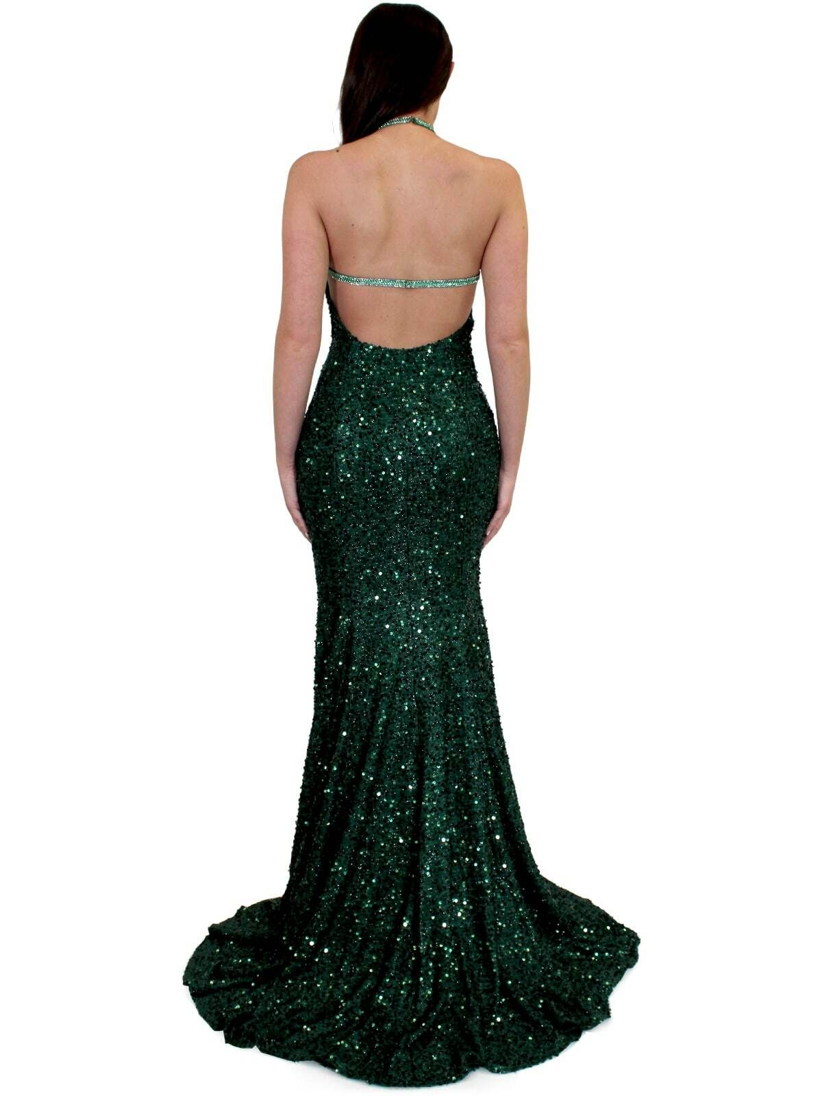 Style 8007 Marc Defang Size 00 Prom Halter Emerald Green Mermaid Dress on Queenly
