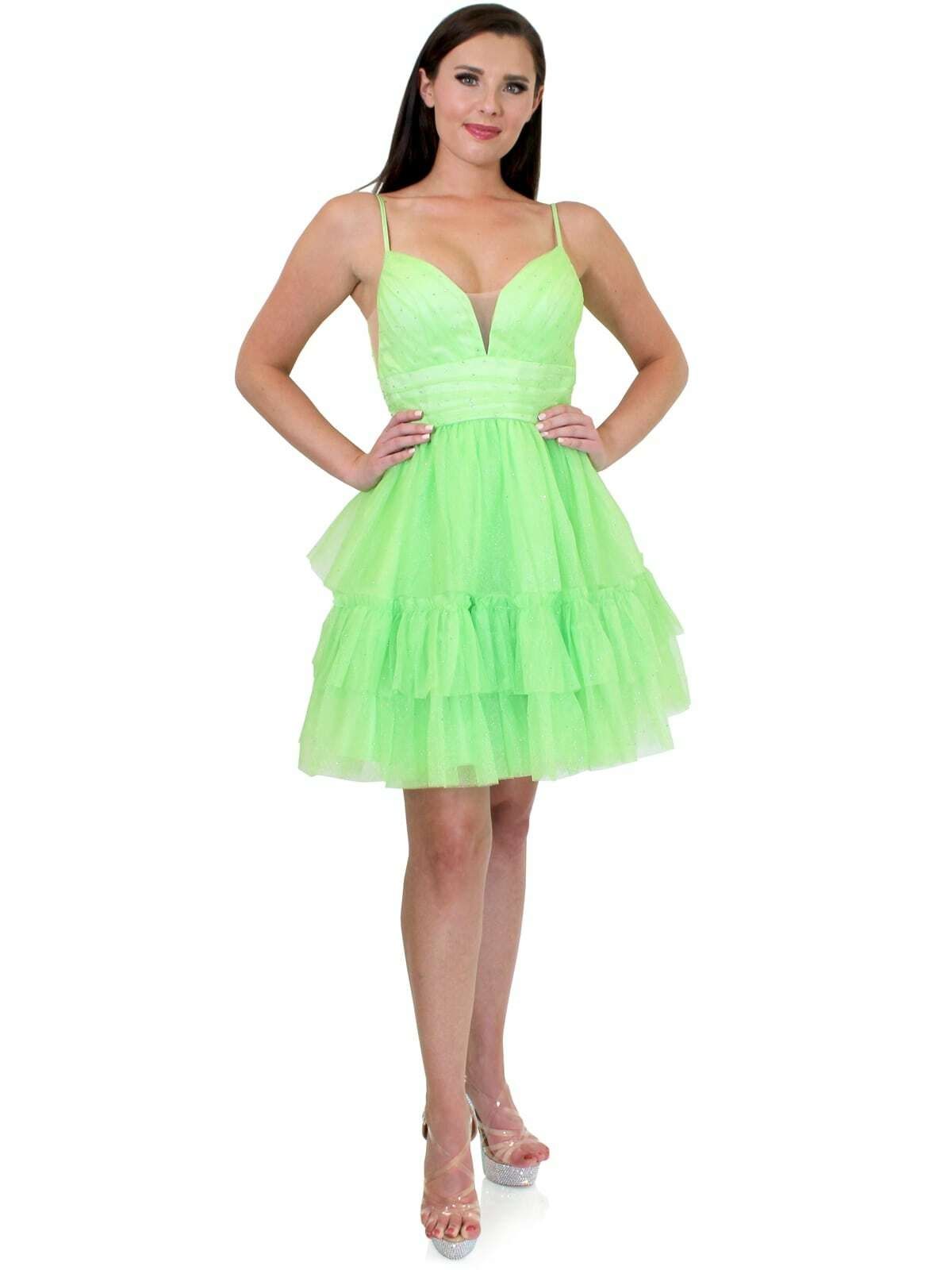 Style 6009 Marc Defang Size 12 Prom Sequined Green Cocktail Dress on Queenly