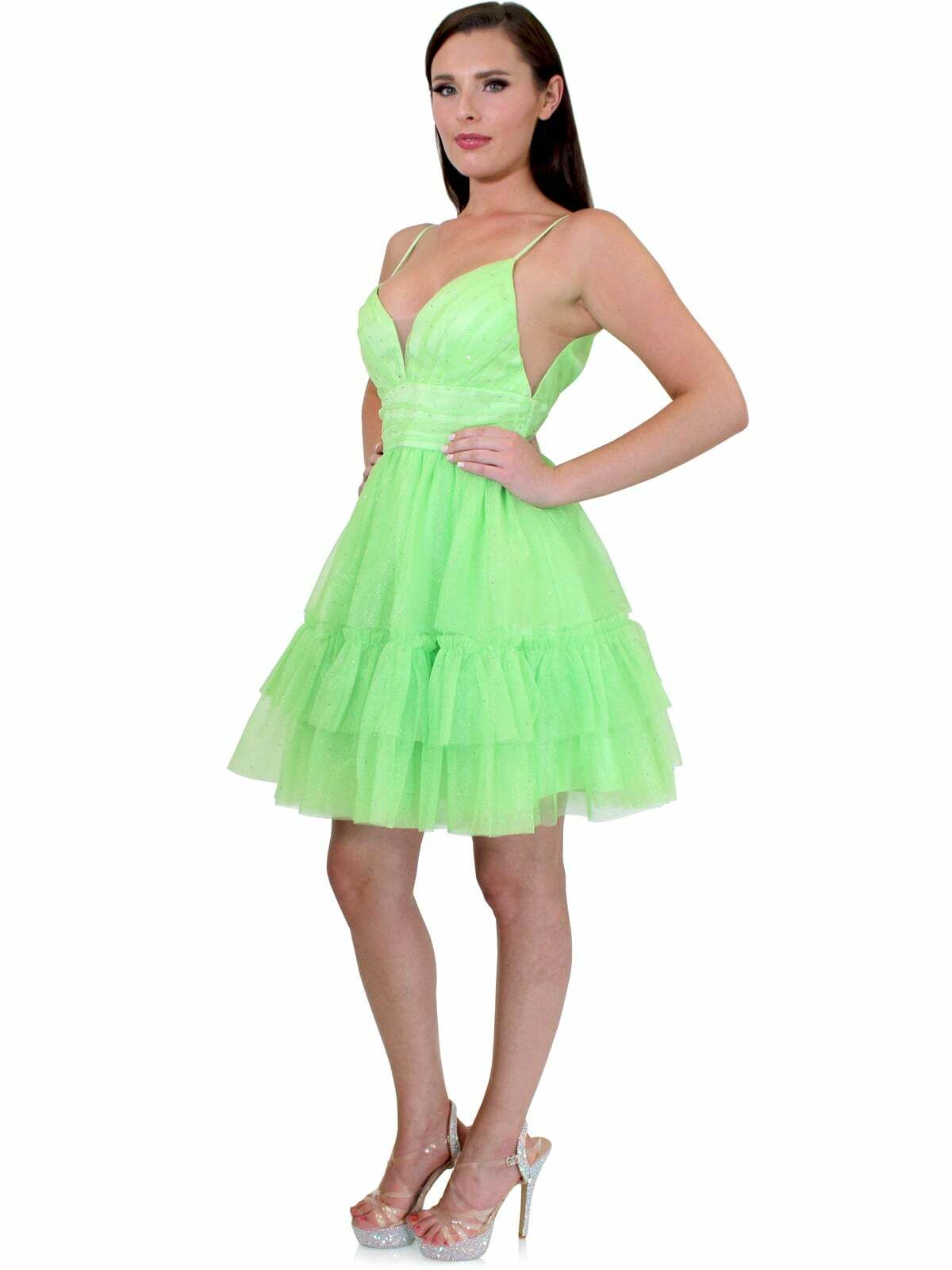 Style 6009 Marc Defang Plus Size 16 Prom Sequined Green Cocktail Dress on Queenly