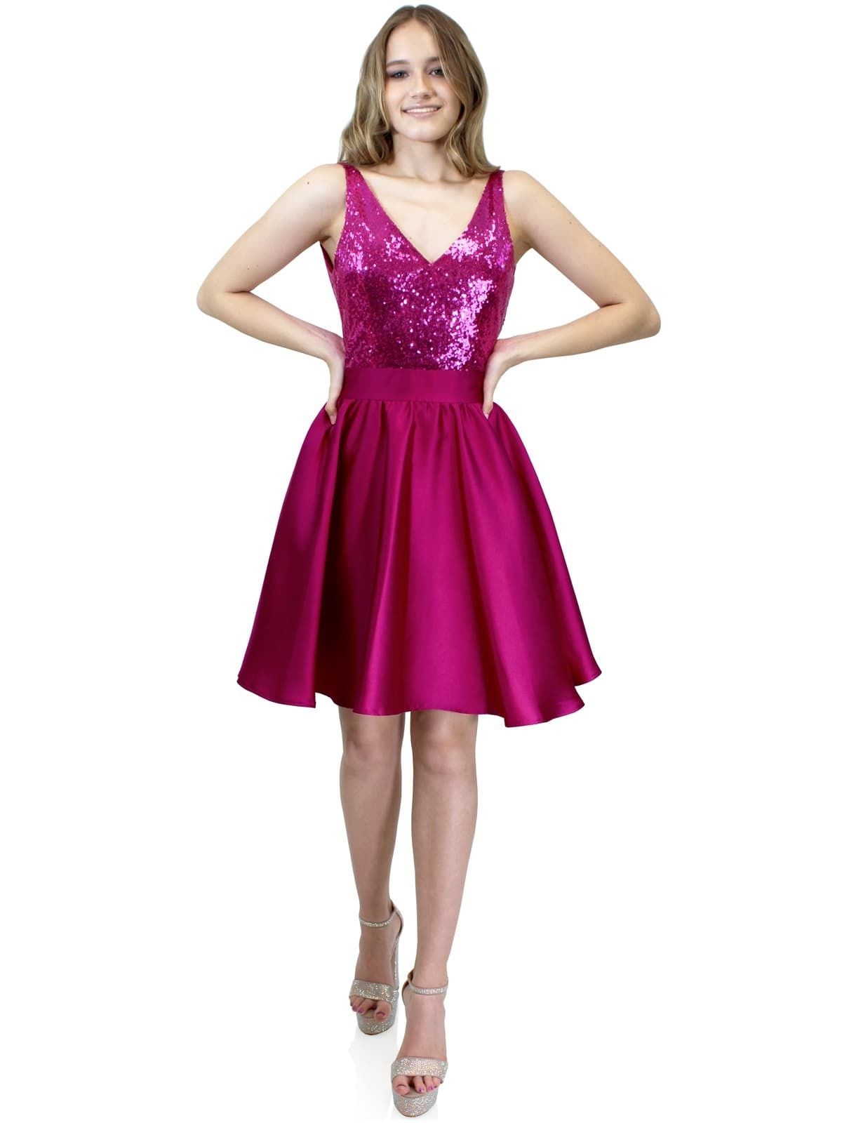 Style 6002 Marc Defang Size 4 Prom Sequined Hot Pink Cocktail Dress on Queenly