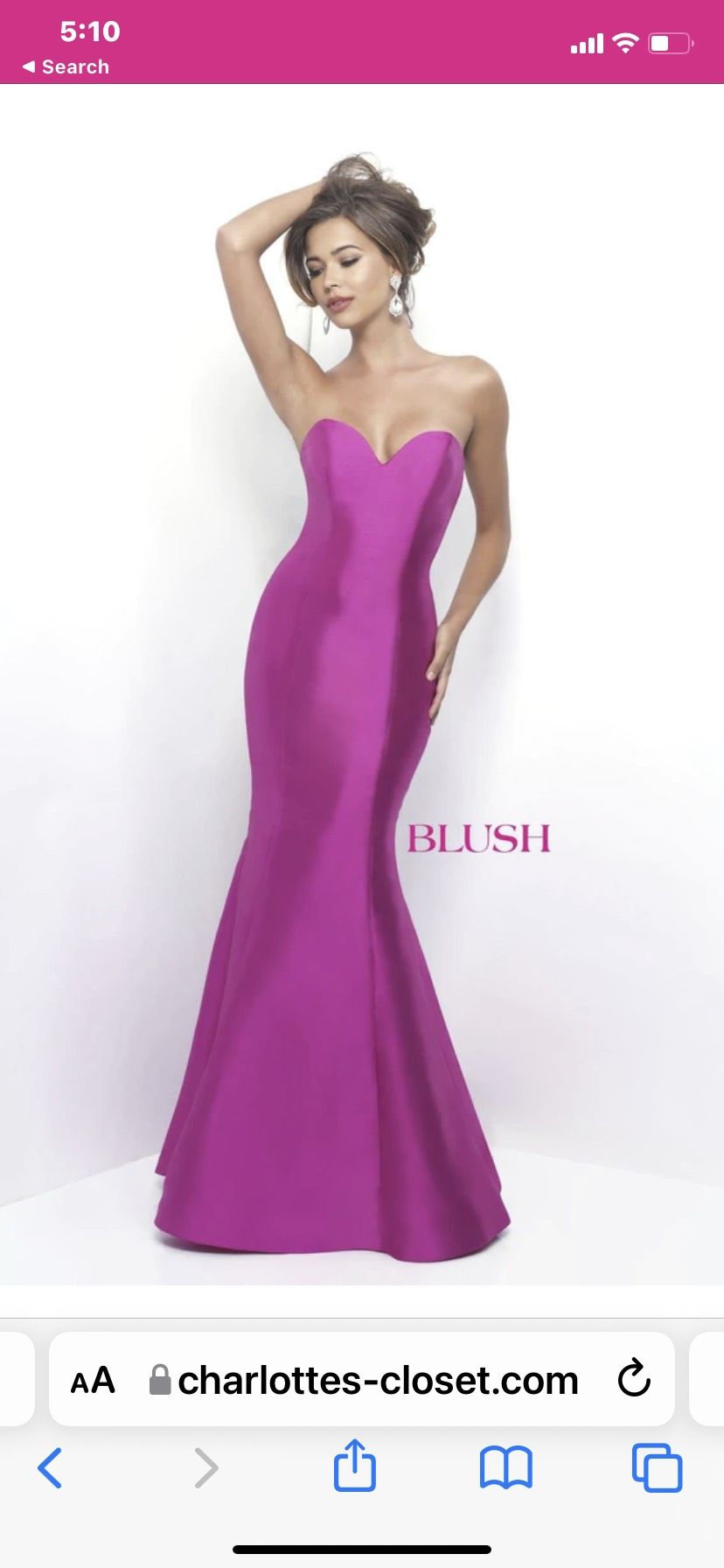 Blush Prom Size 0 Strapless Pink Mermaid Dress on Queenly