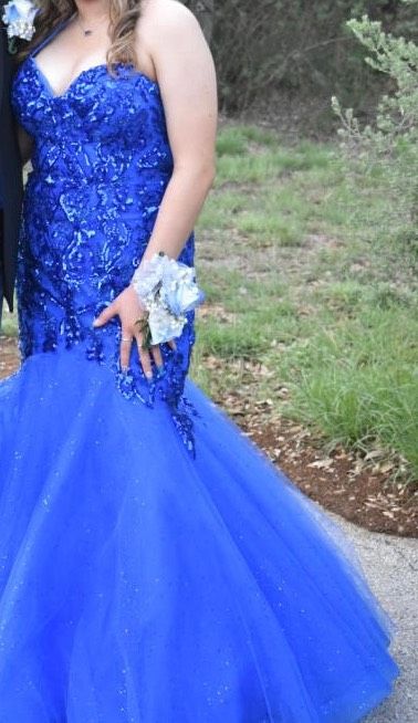 MoriLee Size 10 Prom Blue Mermaid Dress on Queenly