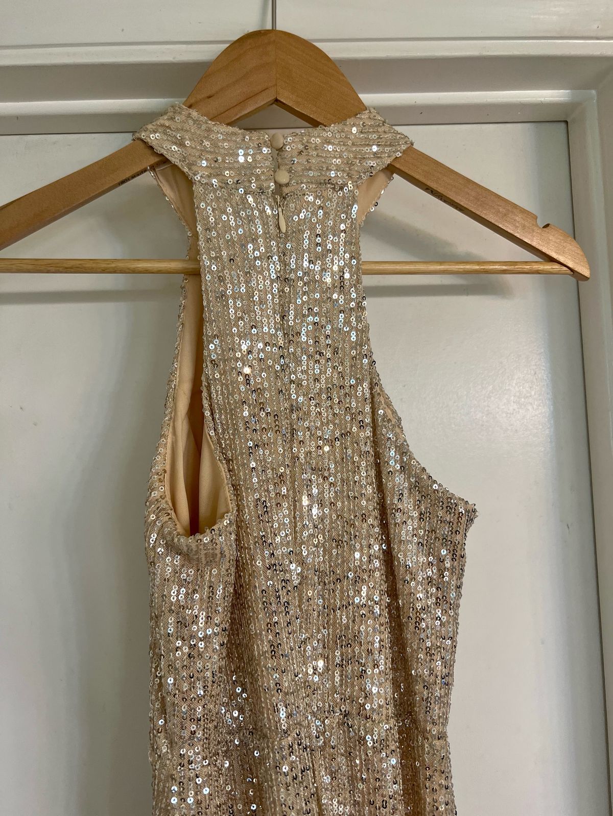 AARFAR Size 4 Pageant Sequined Nude Floor Length Maxi on Queenly