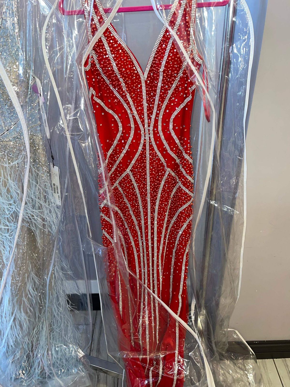 ULODR Size 2 Prom Sequined Red Dress With Train on Queenly