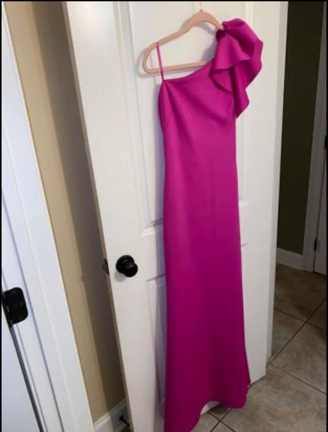 Size 2 Prom One Shoulder Hot Pink Mermaid Dress on Queenly