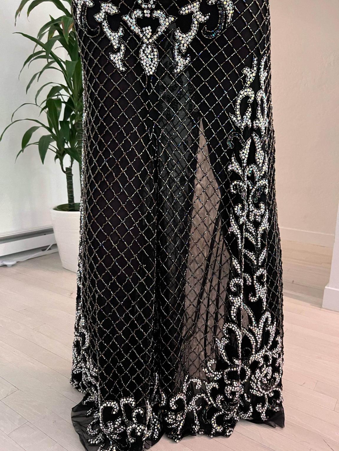 Vienna Size 4 Pageant Sheer Black Floor Length Maxi on Queenly