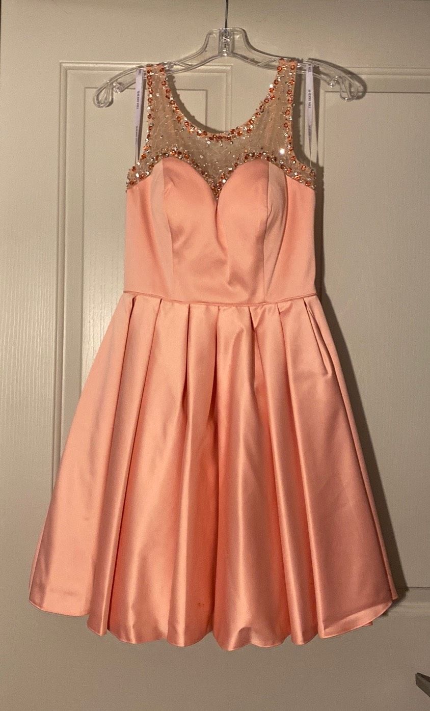 Sherri Hill Size 6 Homecoming Satin Coral Cocktail Dress on Queenly