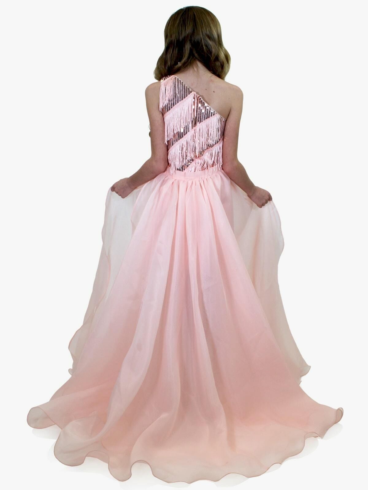 Style 5066 Marc Defang Girls Size 7 Prom Off The Shoulder Sequined Light Pink Cocktail Dress on Queenly