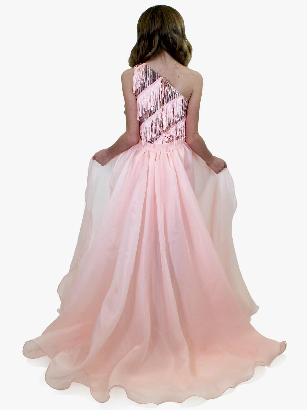 Style 5066 Marc Defang Girls Size 8 Prom Off The Shoulder Light Pink Cocktail Dress on Queenly