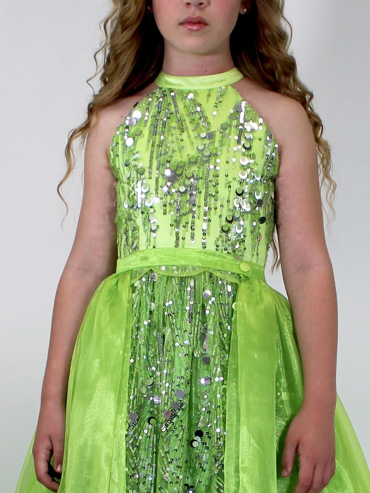 Style 5021 Marc Defang Girls Size 5 Prom Green Formal Jumpsuit on Queenly