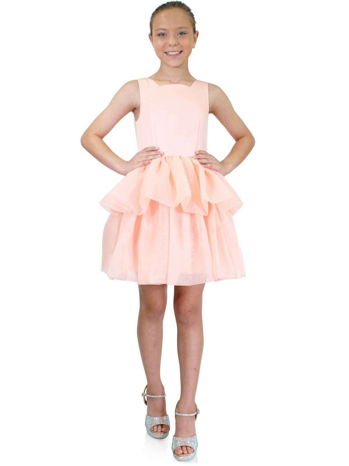 Style 5027K Marc Defang Girls Size 5 Prom Light Pink Cocktail Dress on Queenly