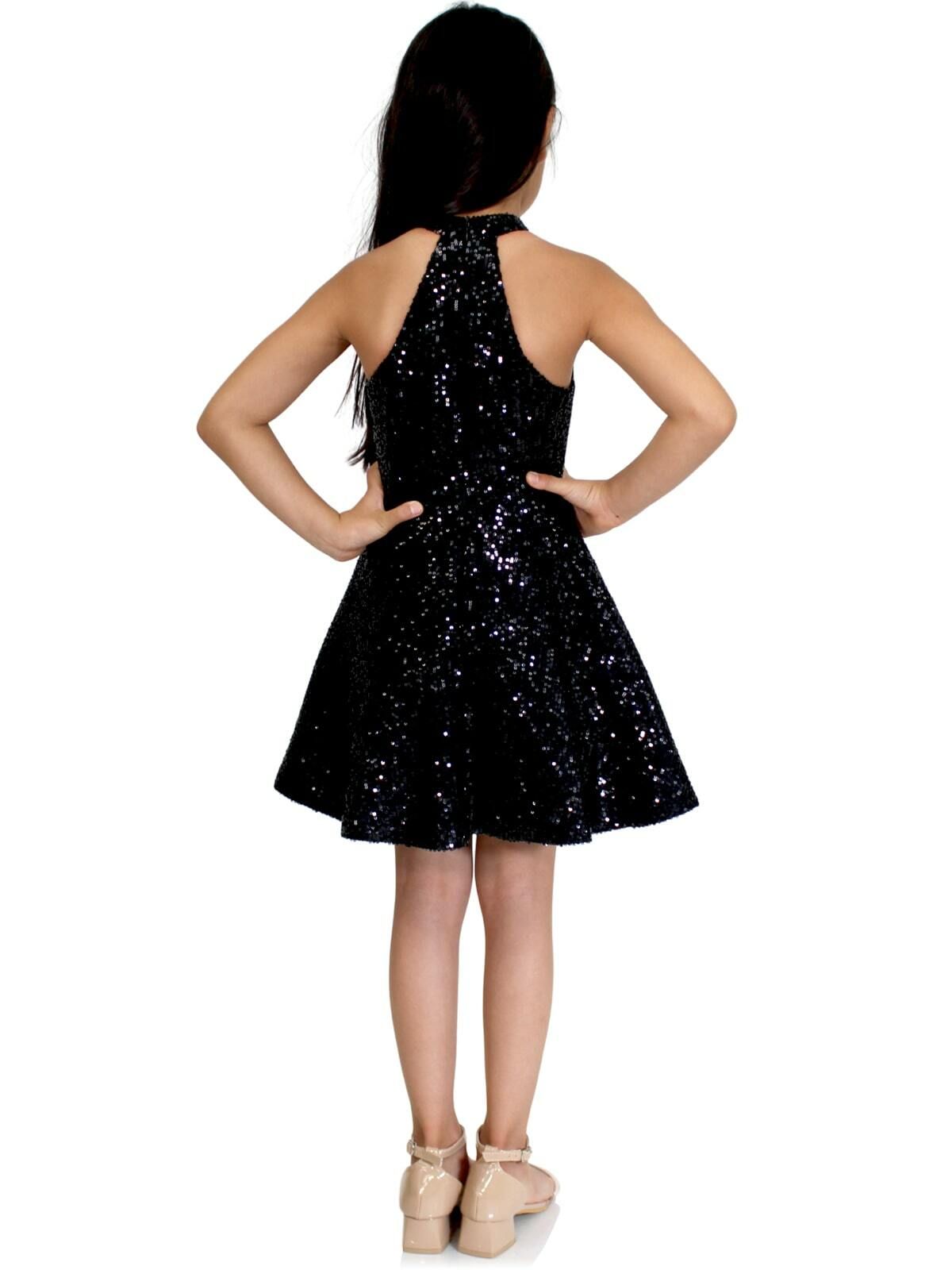Style K6016 Marc Defang Girls Size 4 Prom Halter Black Cocktail Dress on Queenly