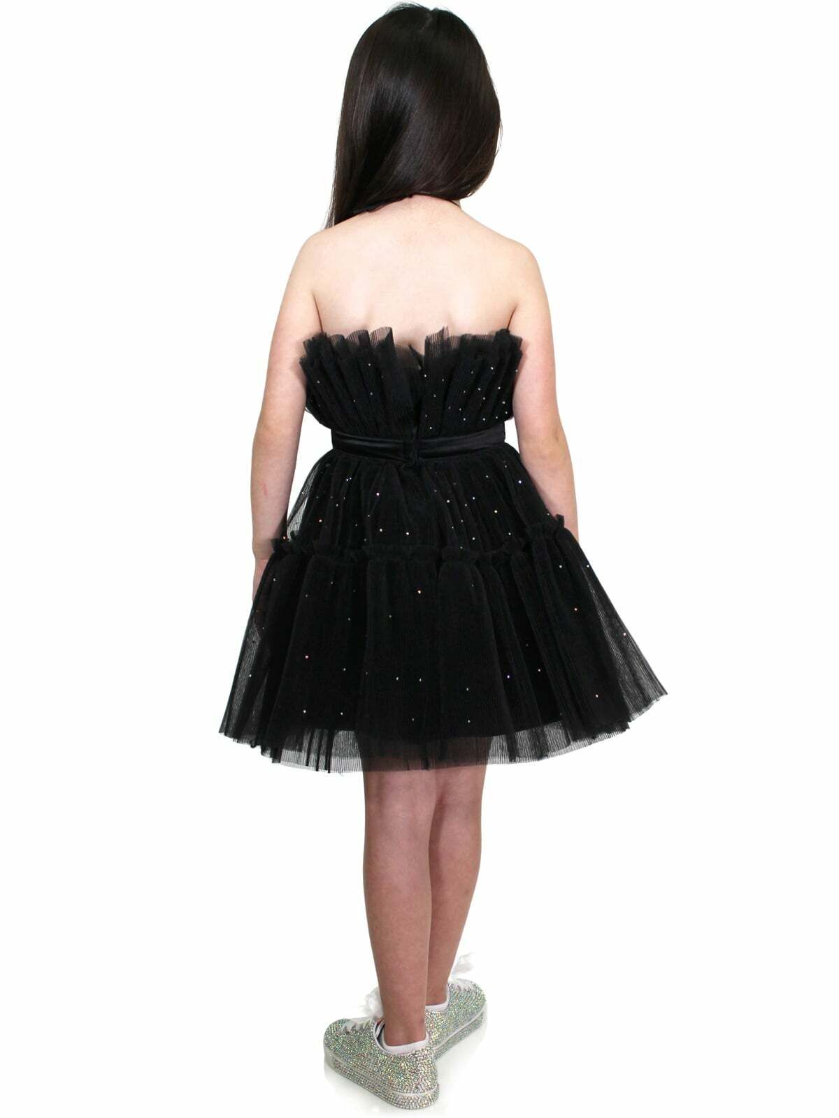 Style 8029K Marc Defang Girls Size 10 Prom Satin Black Cocktail Dress on Queenly