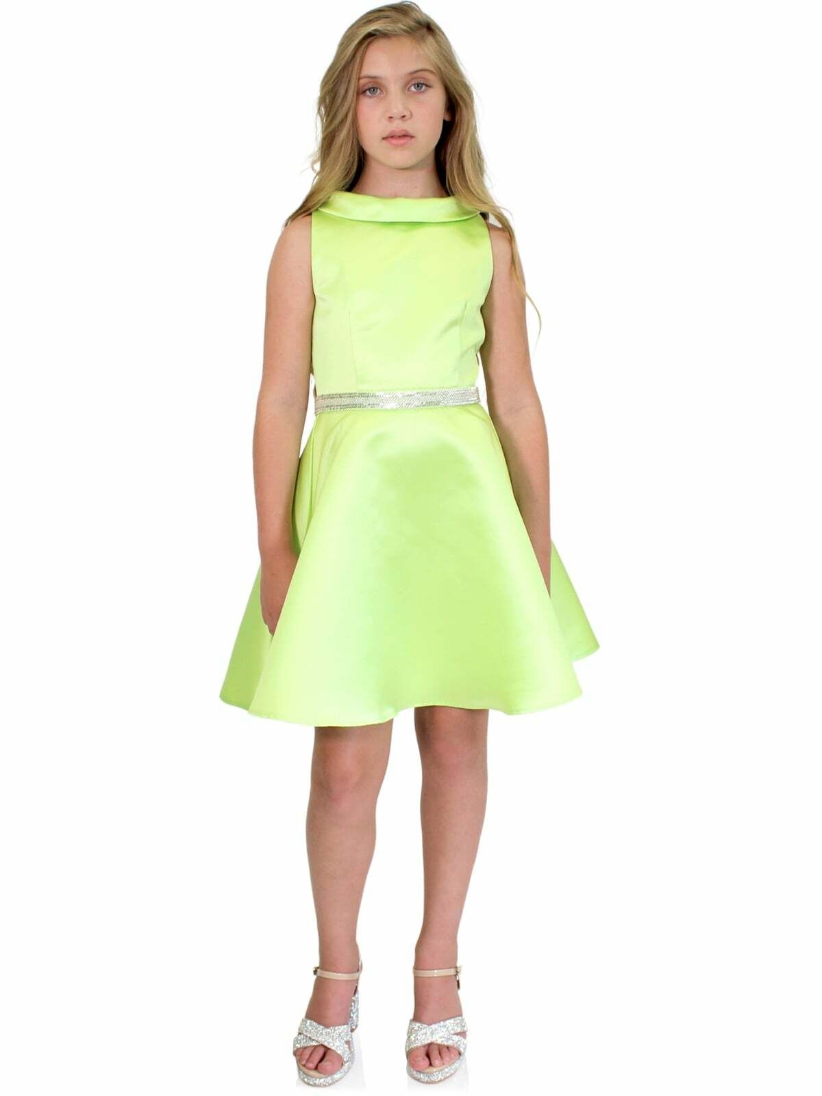 Style 5035 Marc Defang Girls Size 5 Prom Green Cocktail Dress on Queenly
