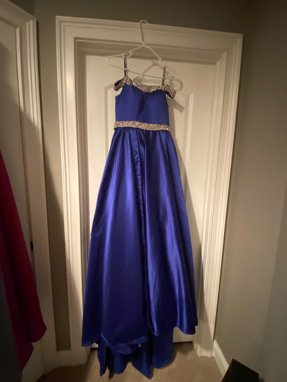 Girls Size 14 Sequined Blue Ball Gown on Queenly