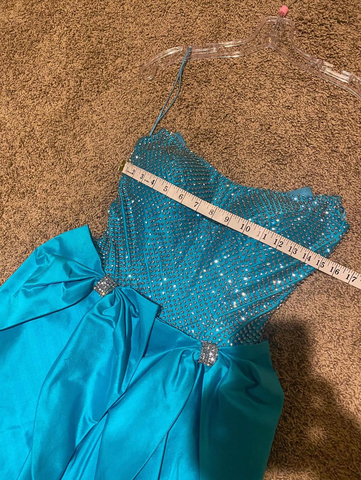 Jovani Size 2 Prom Strapless Sequined Turquoise Blue Dress With Train on Queenly
