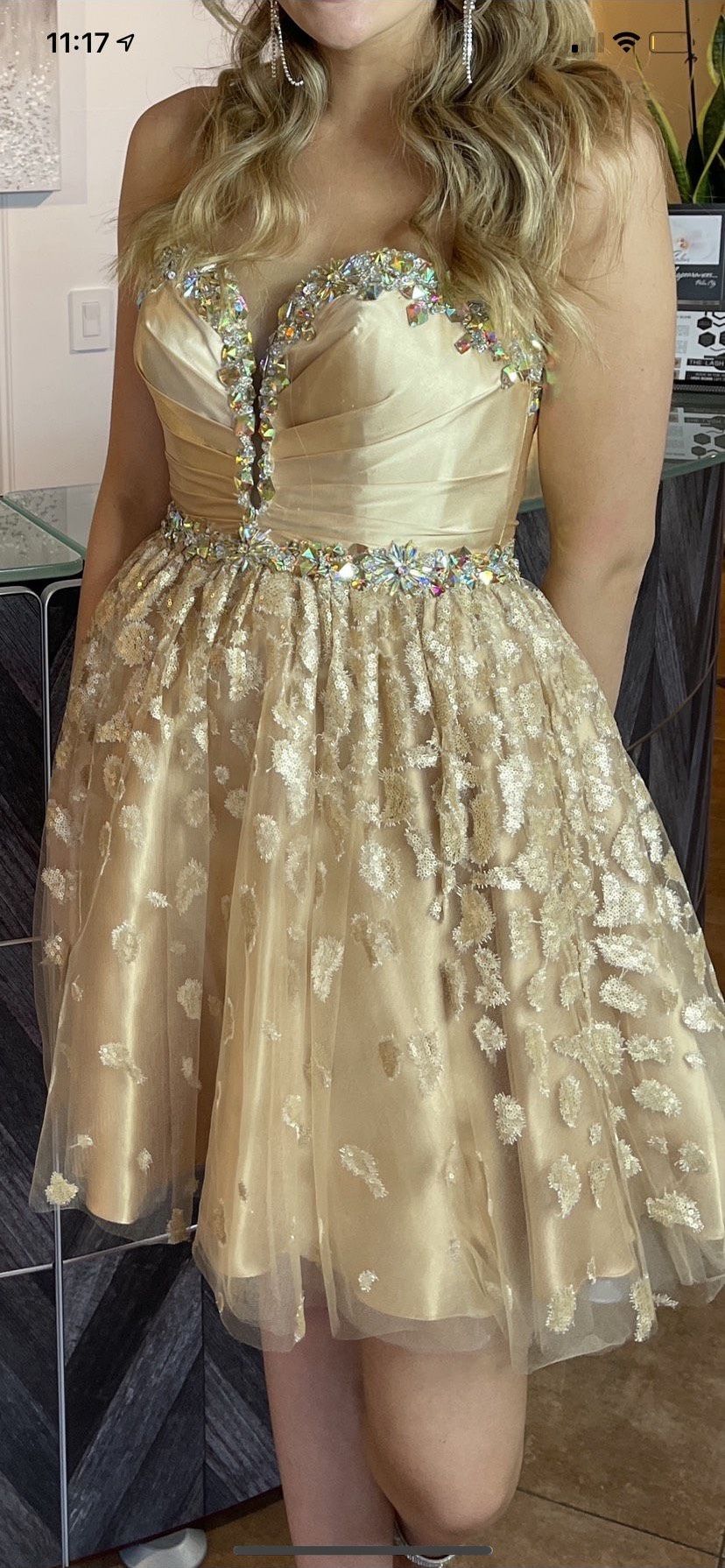 Tiffany Size 6 Homecoming Gold Cocktail Dress on Queenly