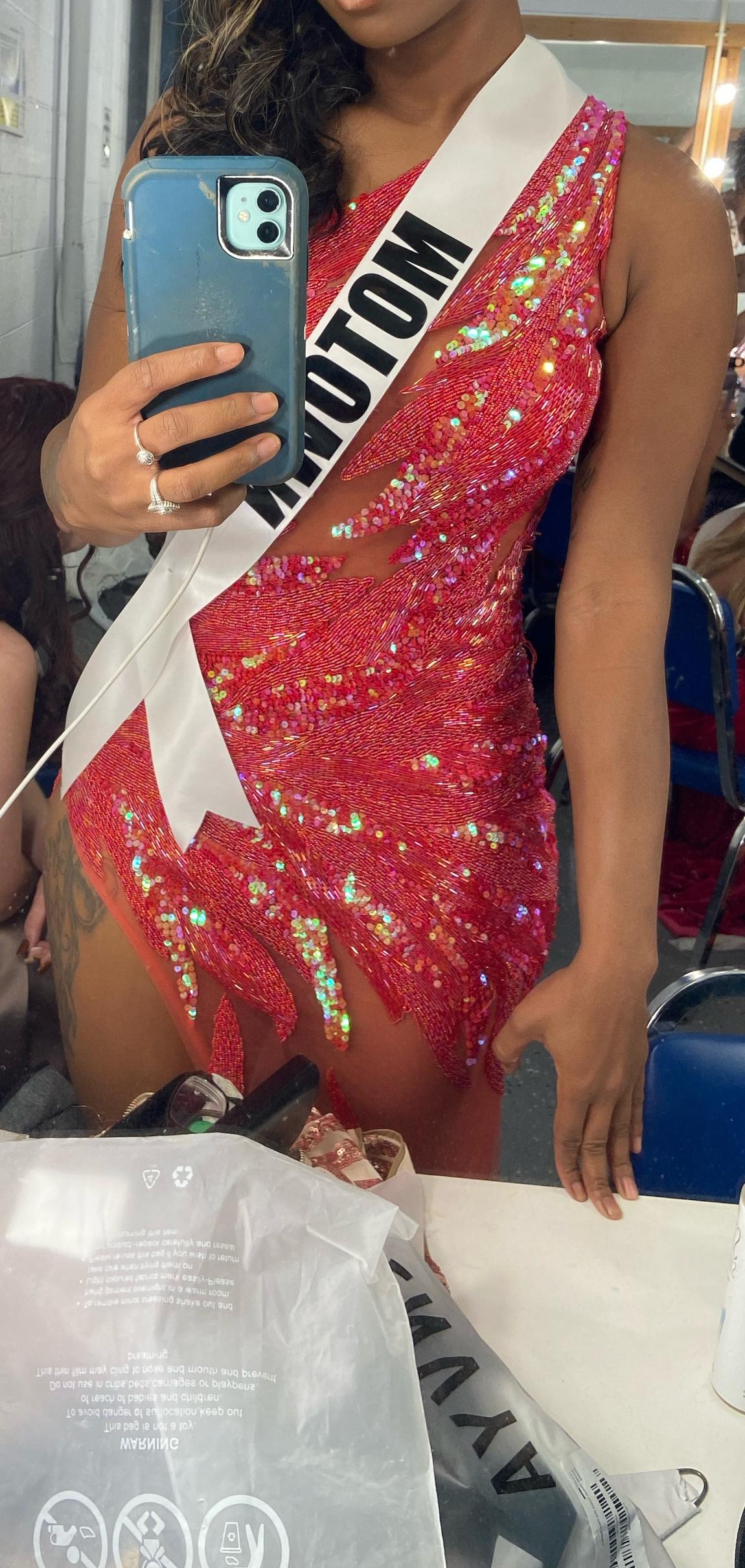 Jovani Size 6 Prom One Shoulder Lace Coral Side Slit Dress on Queenly