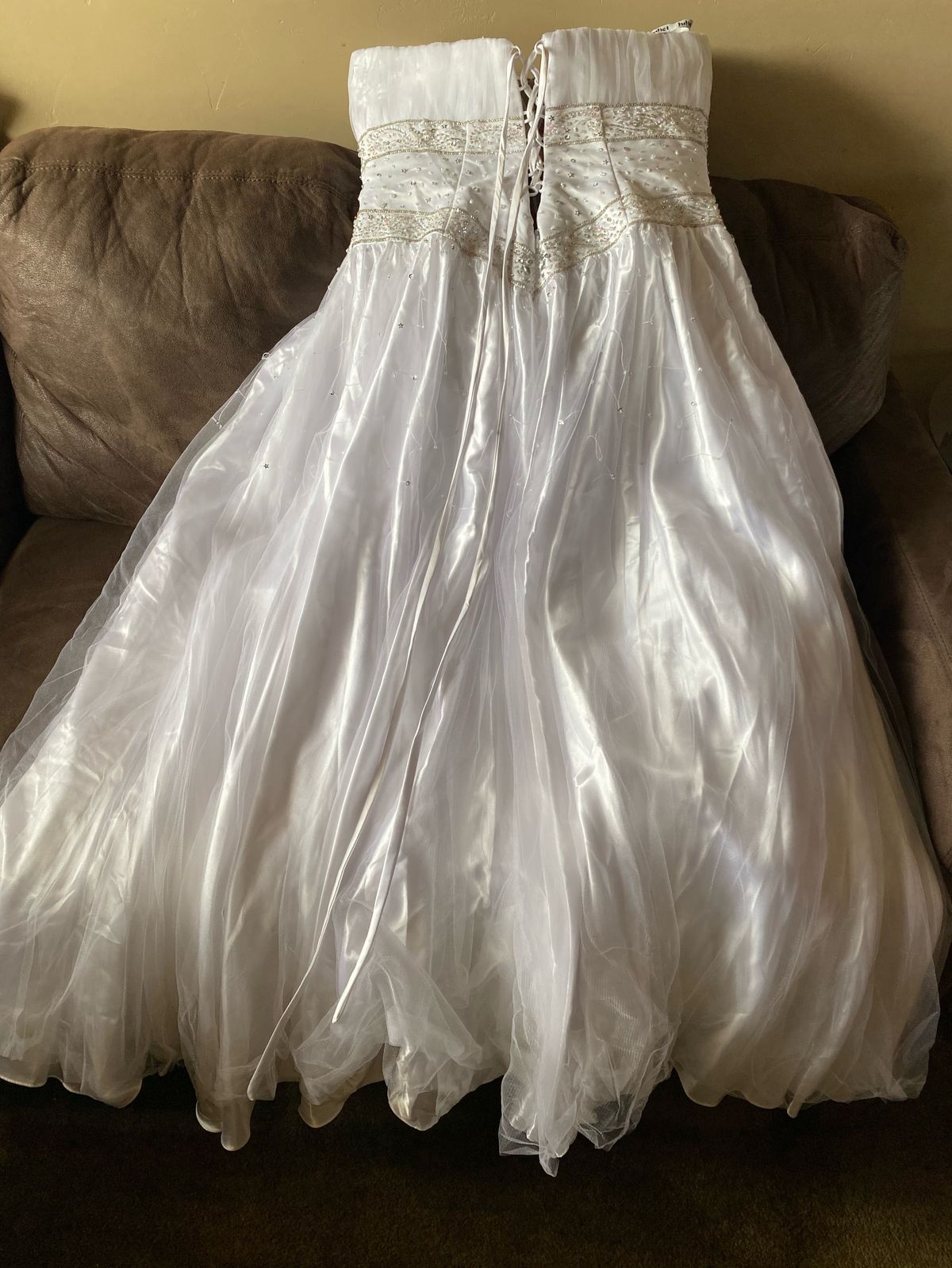 Juliet classic Plus Size 16 Strapless Sequined White Ball Gown on Queenly