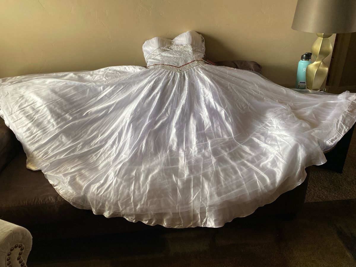 Juliet classic Plus Size 16 Strapless Sequined White Ball Gown on Queenly