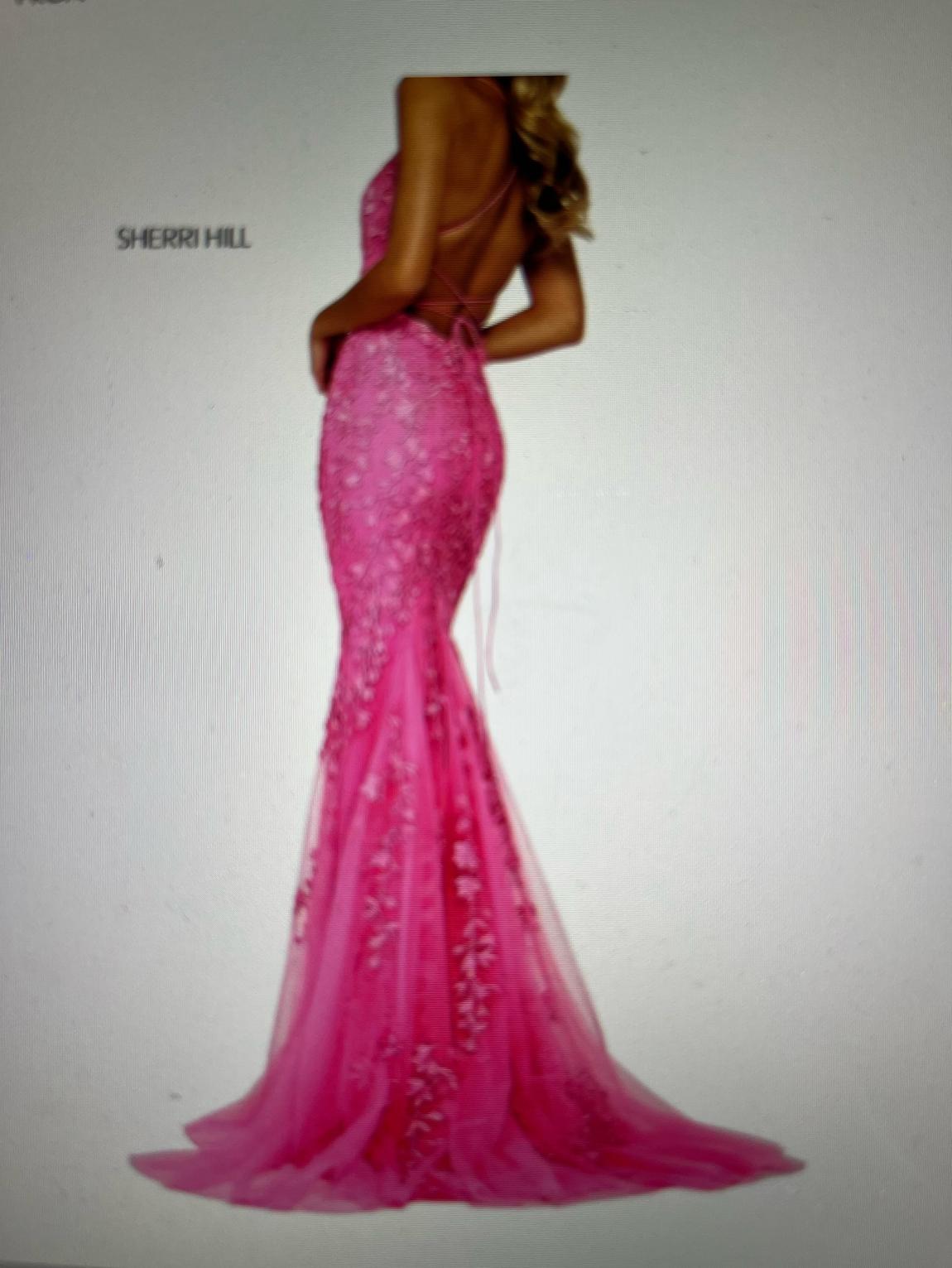 Sherri Hill Size 6 Prom Lace Hot Pink Floor Length Maxi on Queenly
