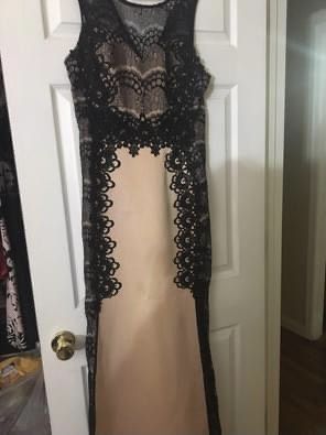 Size 10 Prom Lace Nude Floor Length Maxi on Queenly