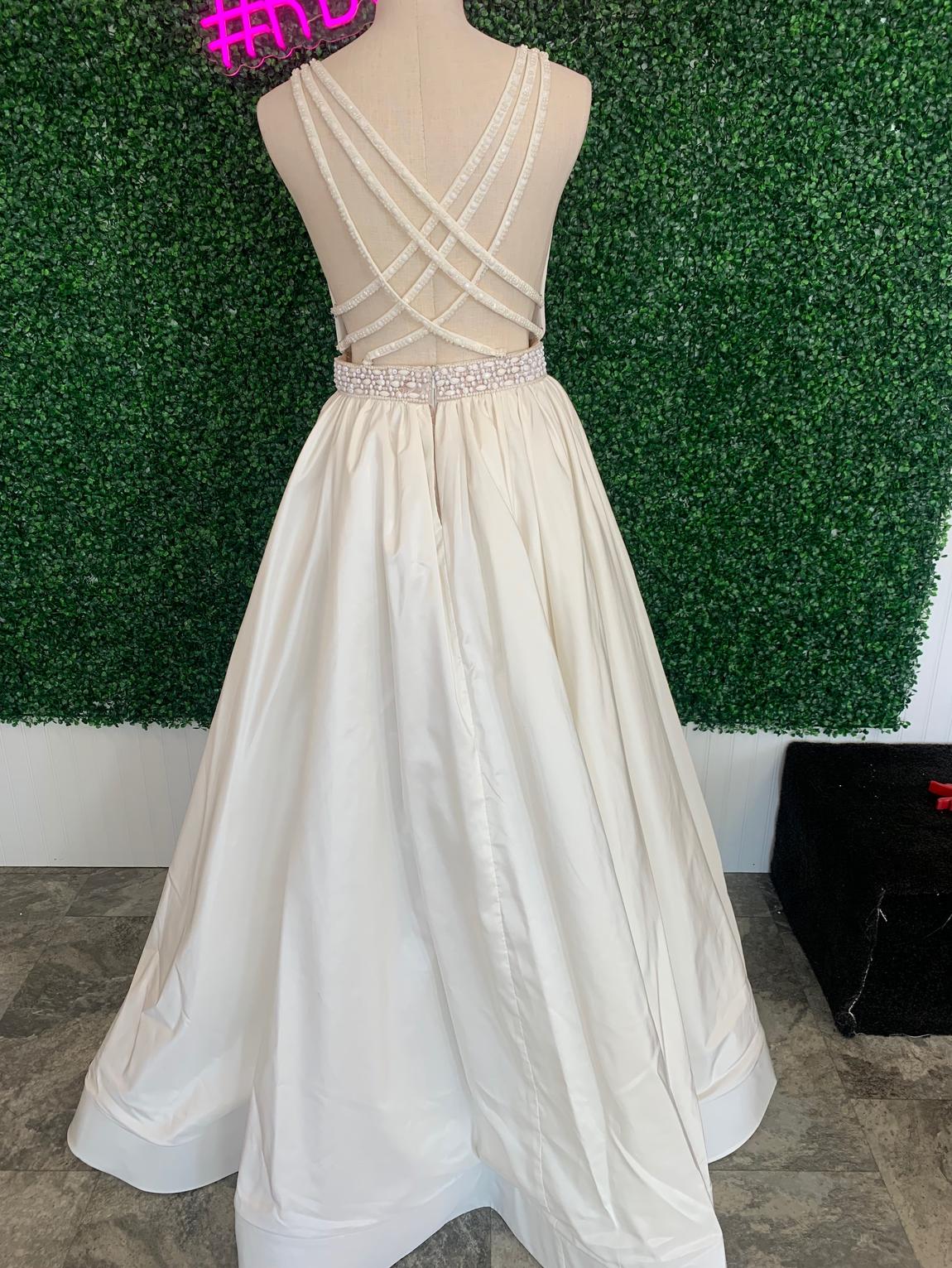Tarik Ediz Size 4 Prom Sheer White Ball Gown on Queenly