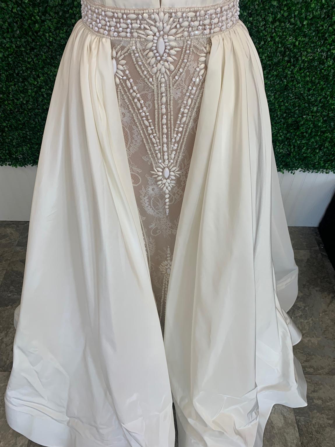 Tarik Ediz Size 4 Prom Sheer White Ball Gown on Queenly