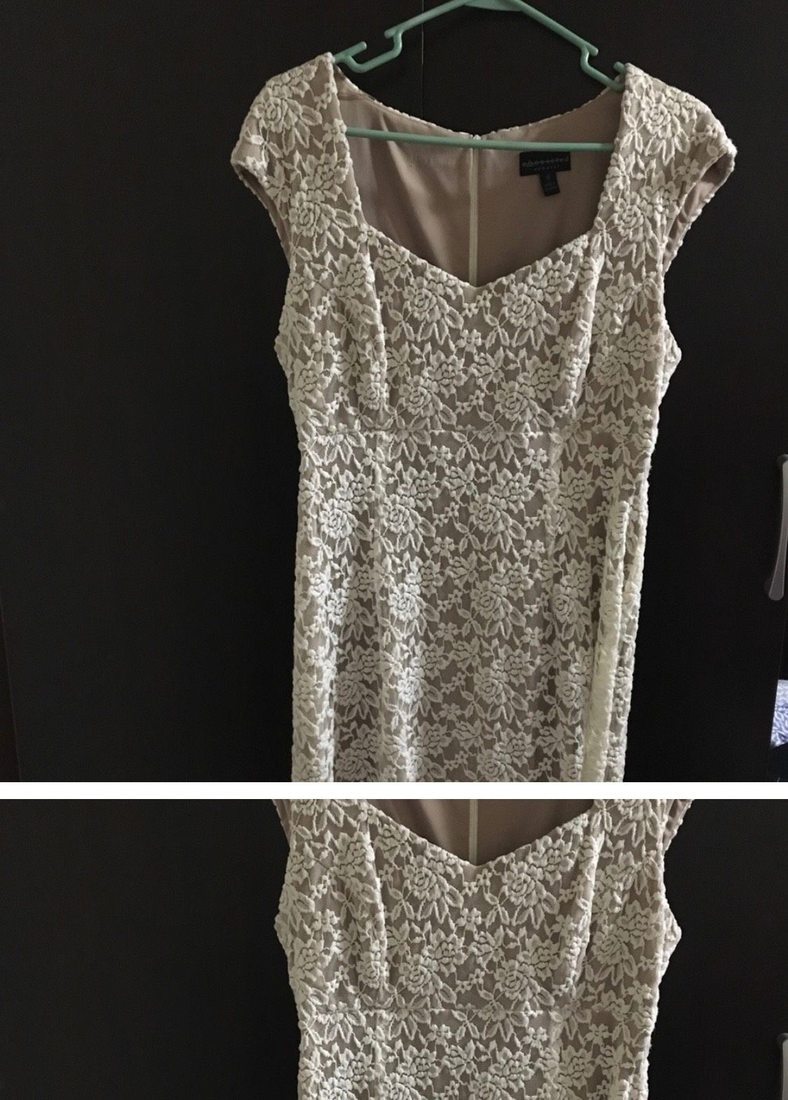 Size 12 Lace Nude Floor Length Maxi on Queenly