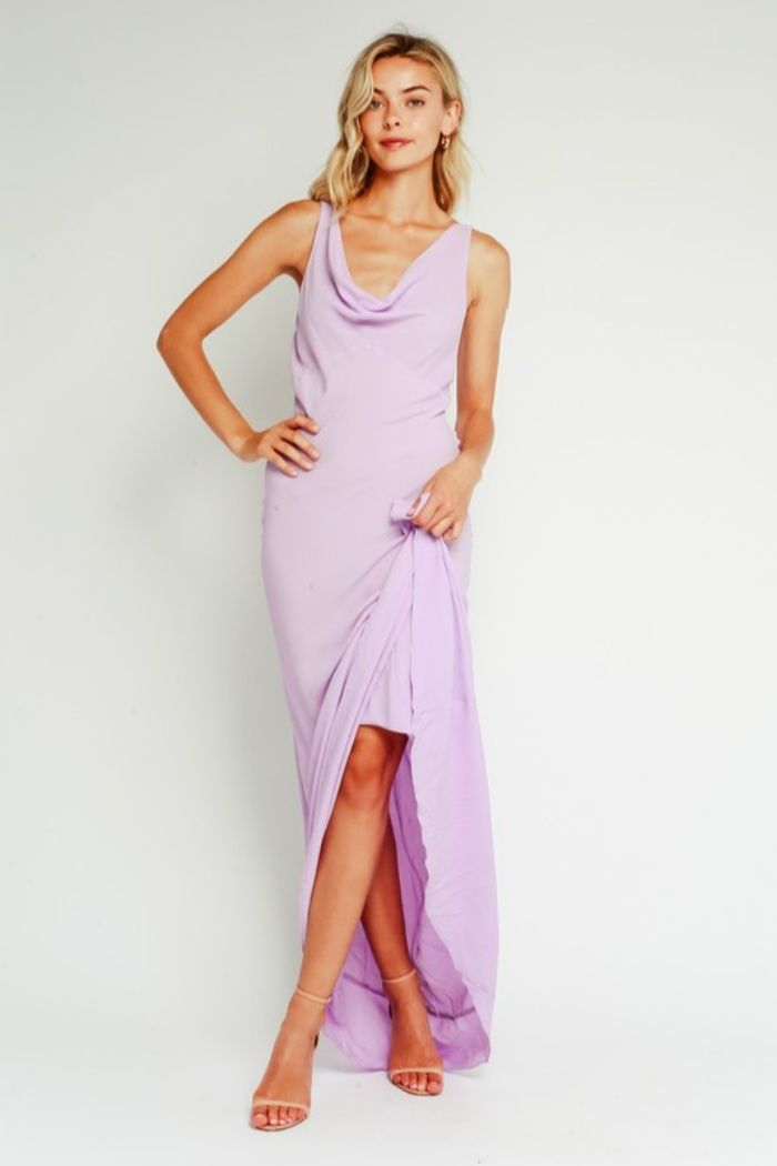 Style 29-335LDH Olivaceous Size 6 Purple Floor Length Maxi on Queenly