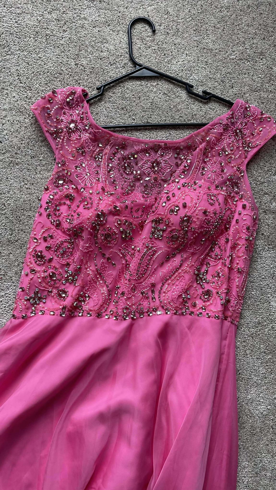 Sherri Hill Plus Size 22 Prom Sequined Hot Pink Dress With Train on Queenly