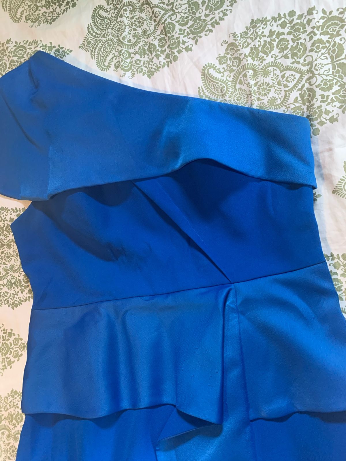Eddy  baker London Size 14 Homecoming One Shoulder Satin Royal Blue Cocktail Dress on Queenly