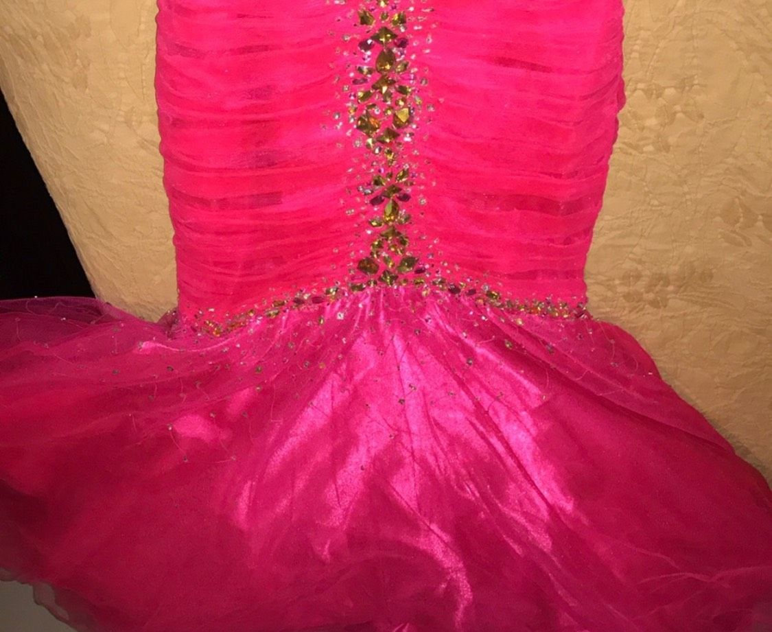 Jovani Size 6 Prom Sequined Hot Pink Mermaid Dress on Queenly