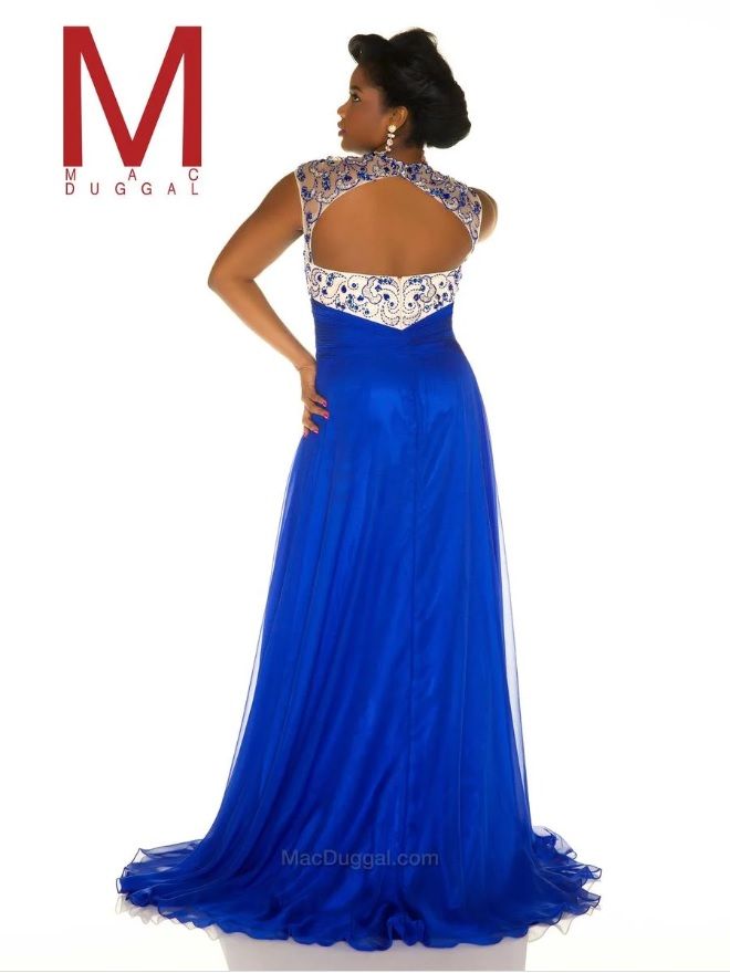 Mac Duggal Plus Size 24 Pageant Blue A-line Dress on Queenly