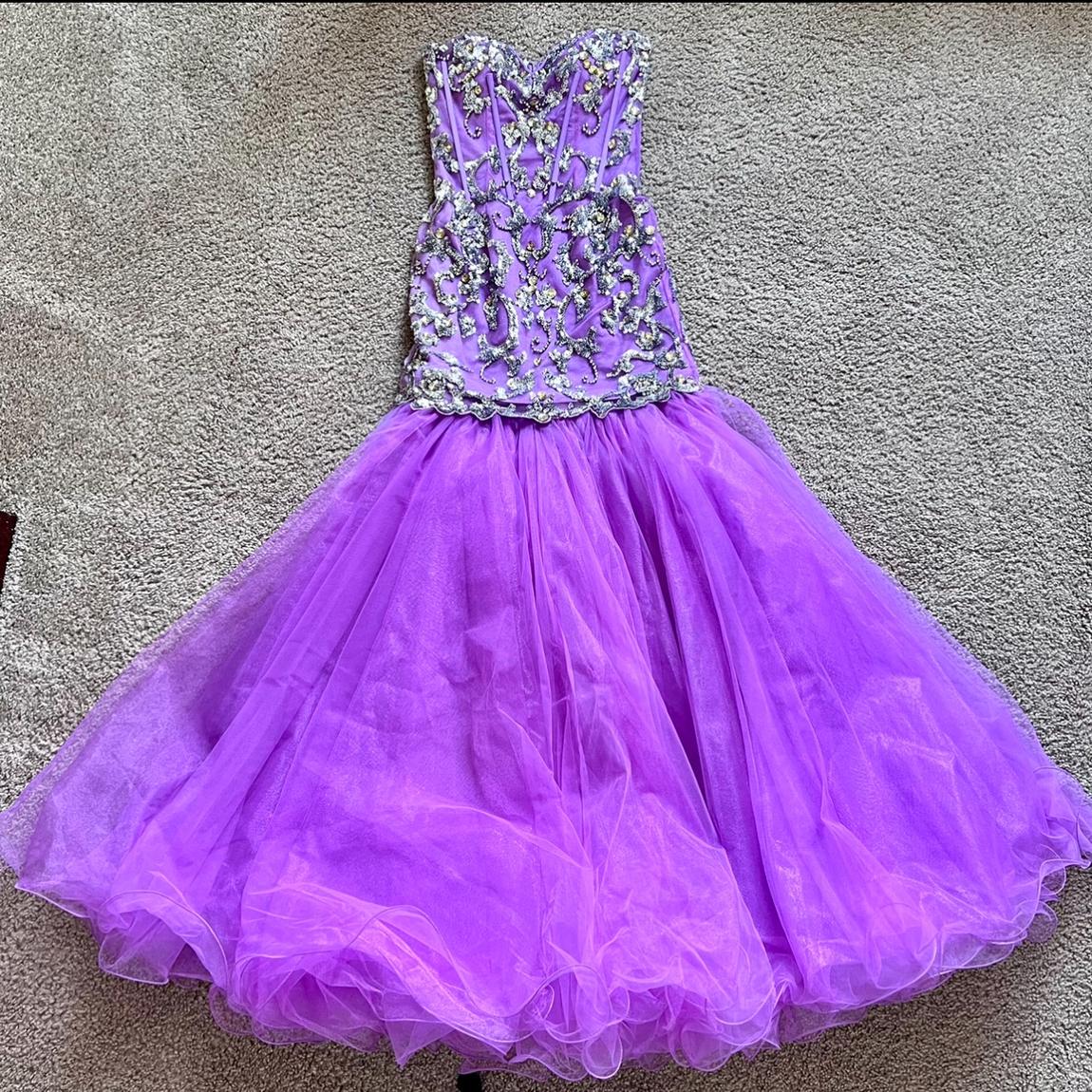 Sherri Hill Size 00 Bridesmaid Strapless Lace Light Purple Mermaid Dress on Queenly