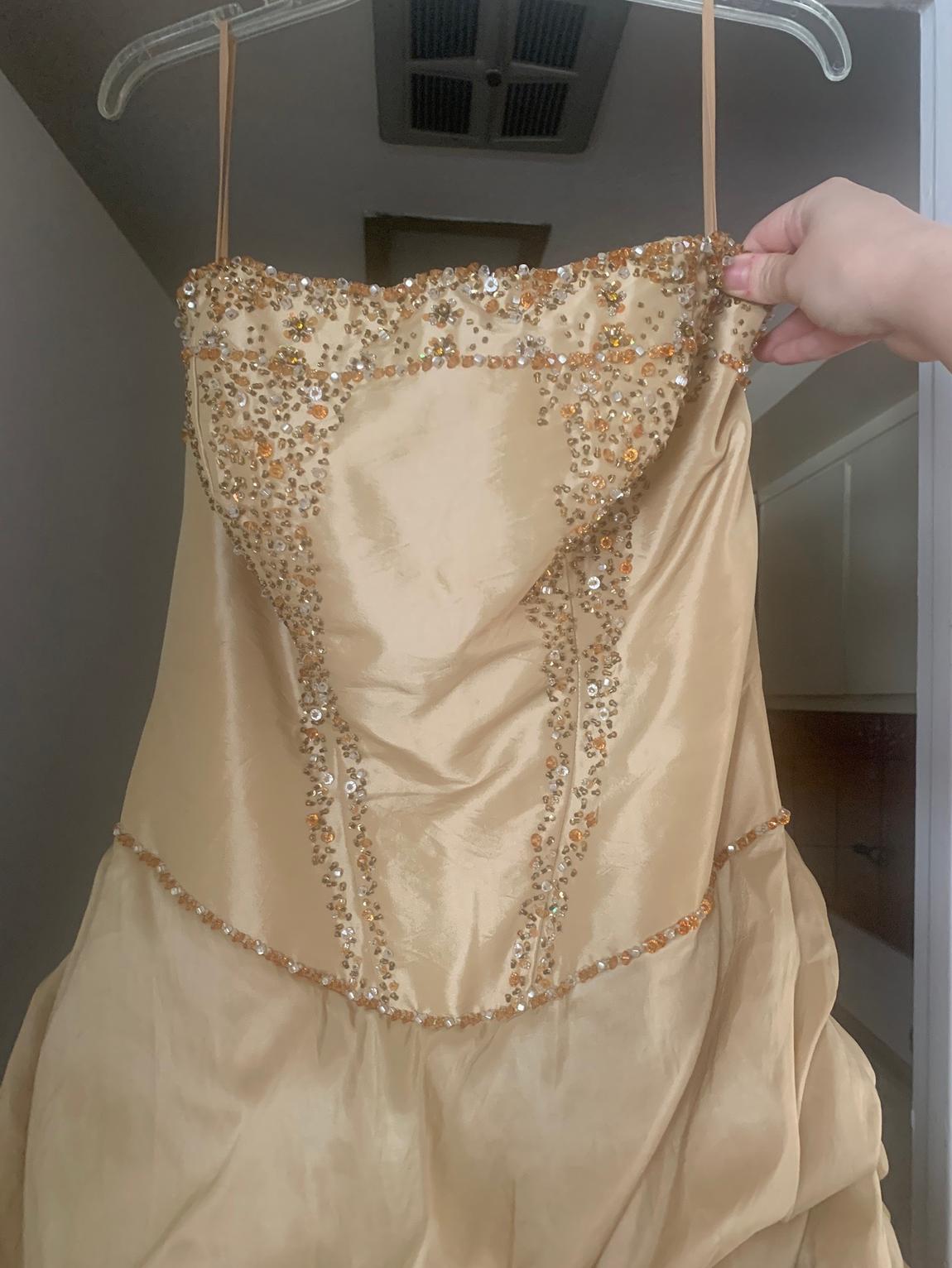 Size 12 Gold Ball Gown on Queenly