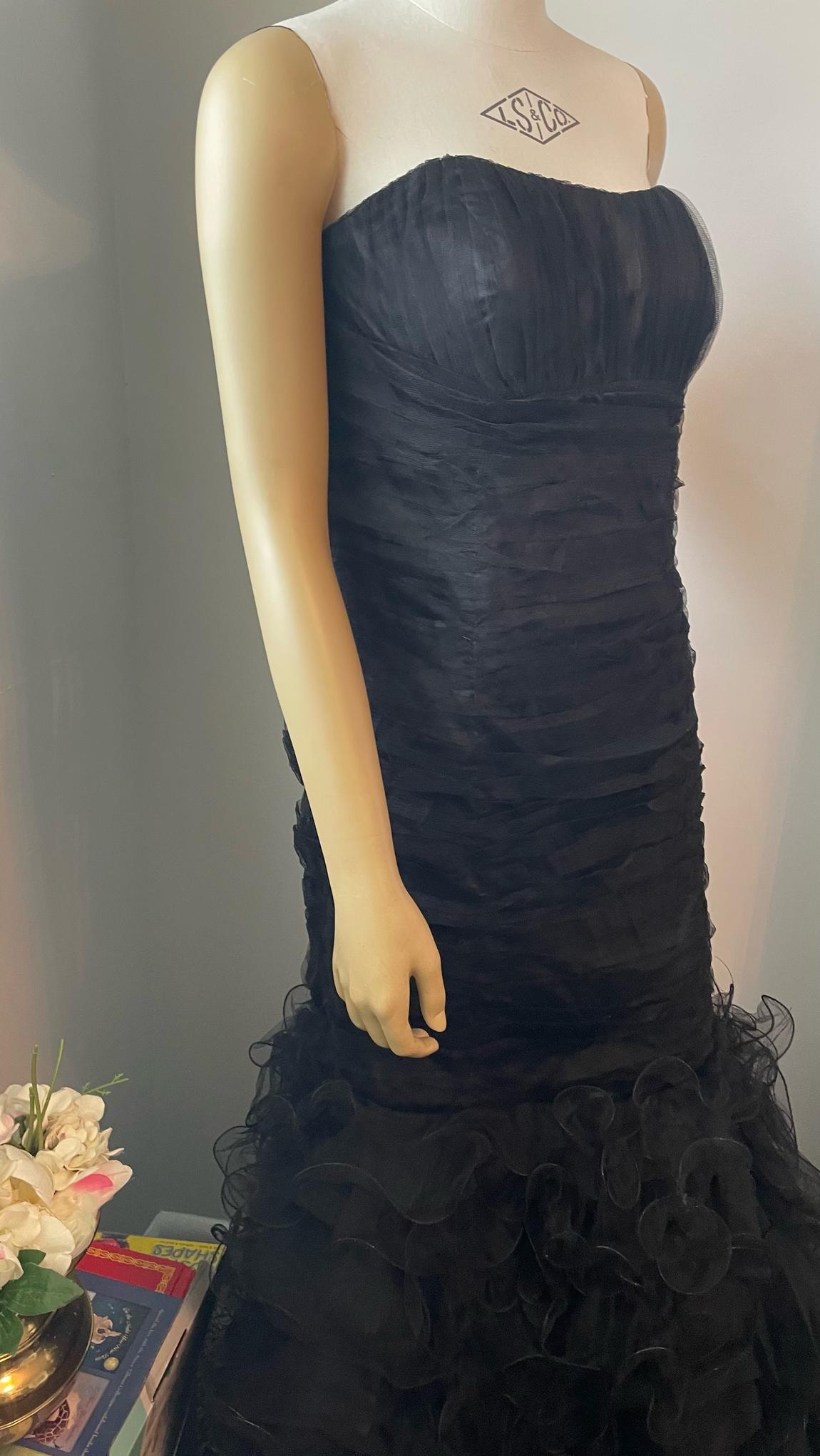 Size 8 Prom Strapless Black Dress With Train on Queenly