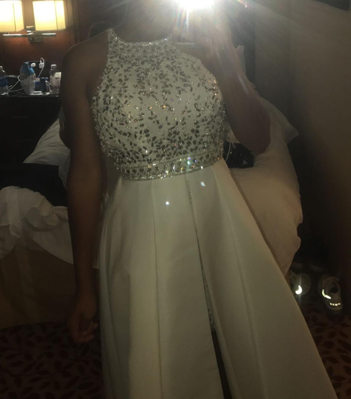 MoriLee Size 8 Prom Sequined White Dress With Train on Queenly