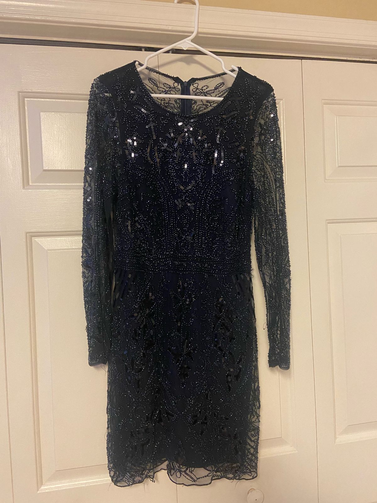 Size 8 Long Sleeve Navy Blue Cocktail Dress on Queenly