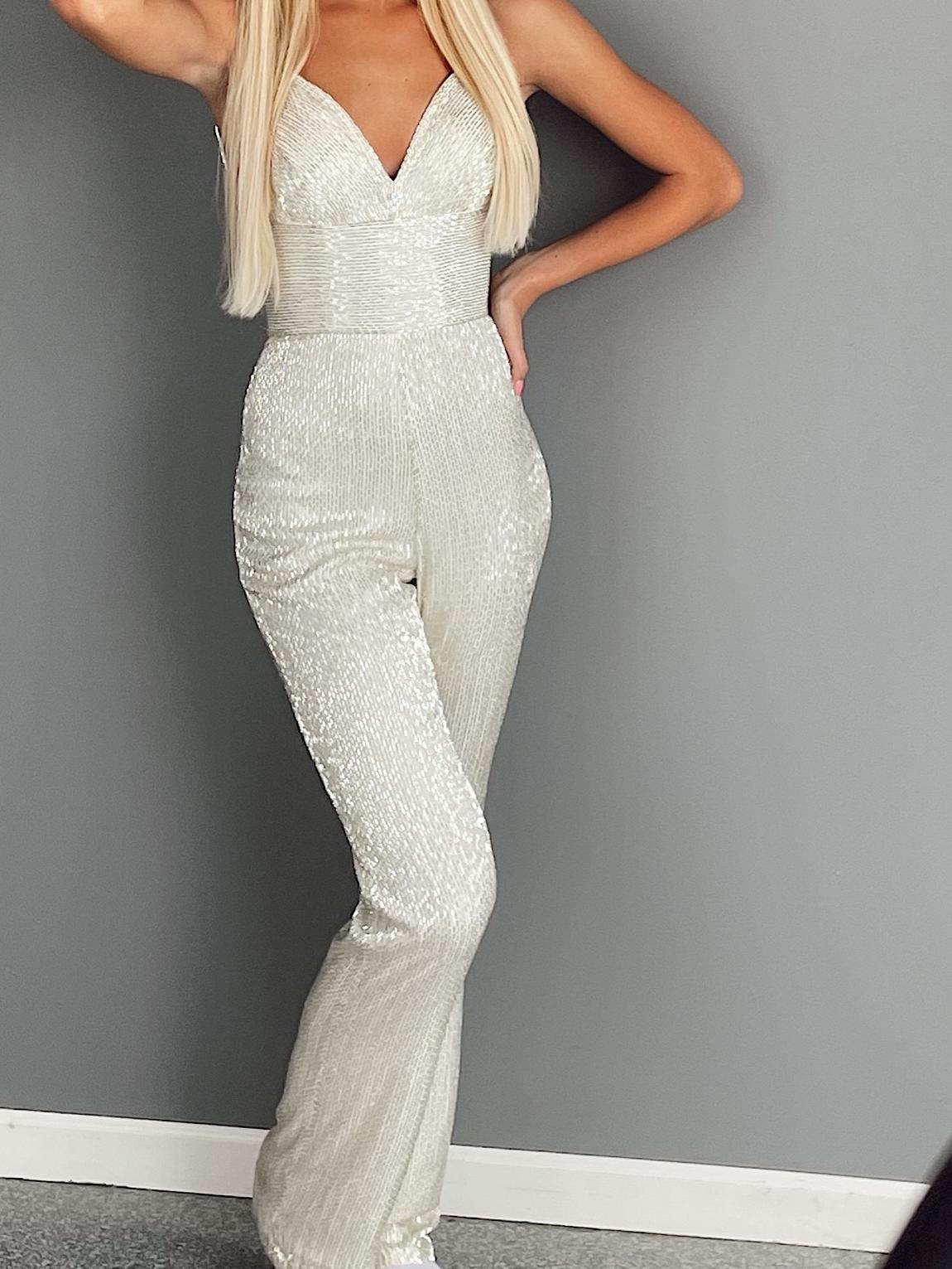 Sherri Hill Size 0 Wedding Plunge White Formal Jumpsuit on Queenly