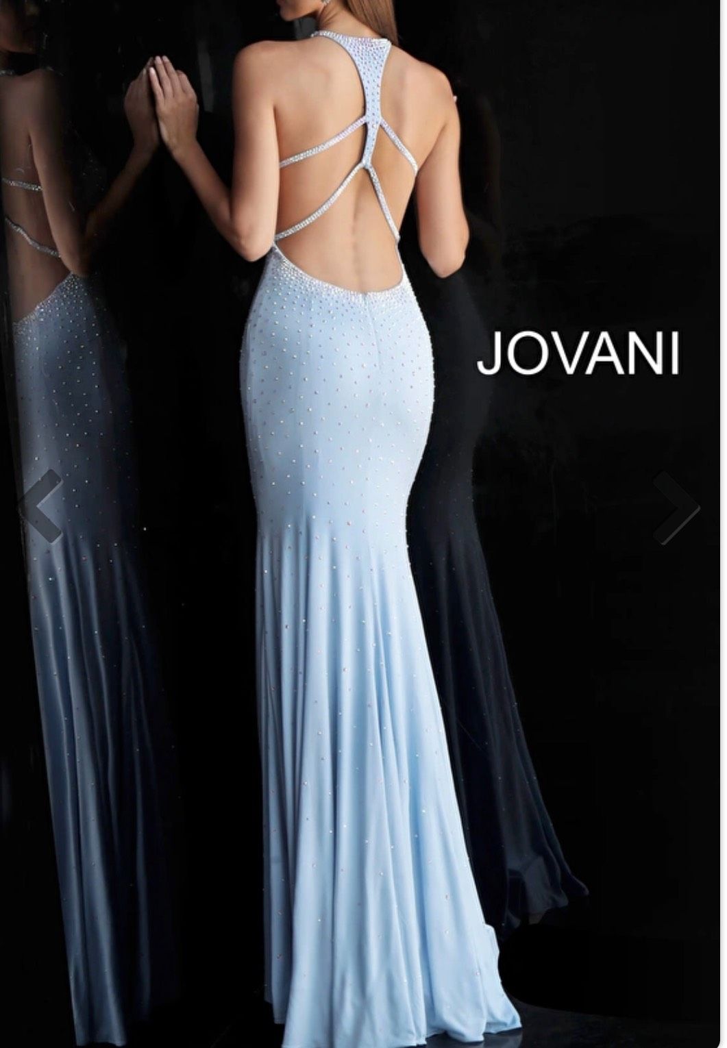 Jovani Size 4 Prom High Neck Sequined Light Blue Floor Length Maxi on Queenly