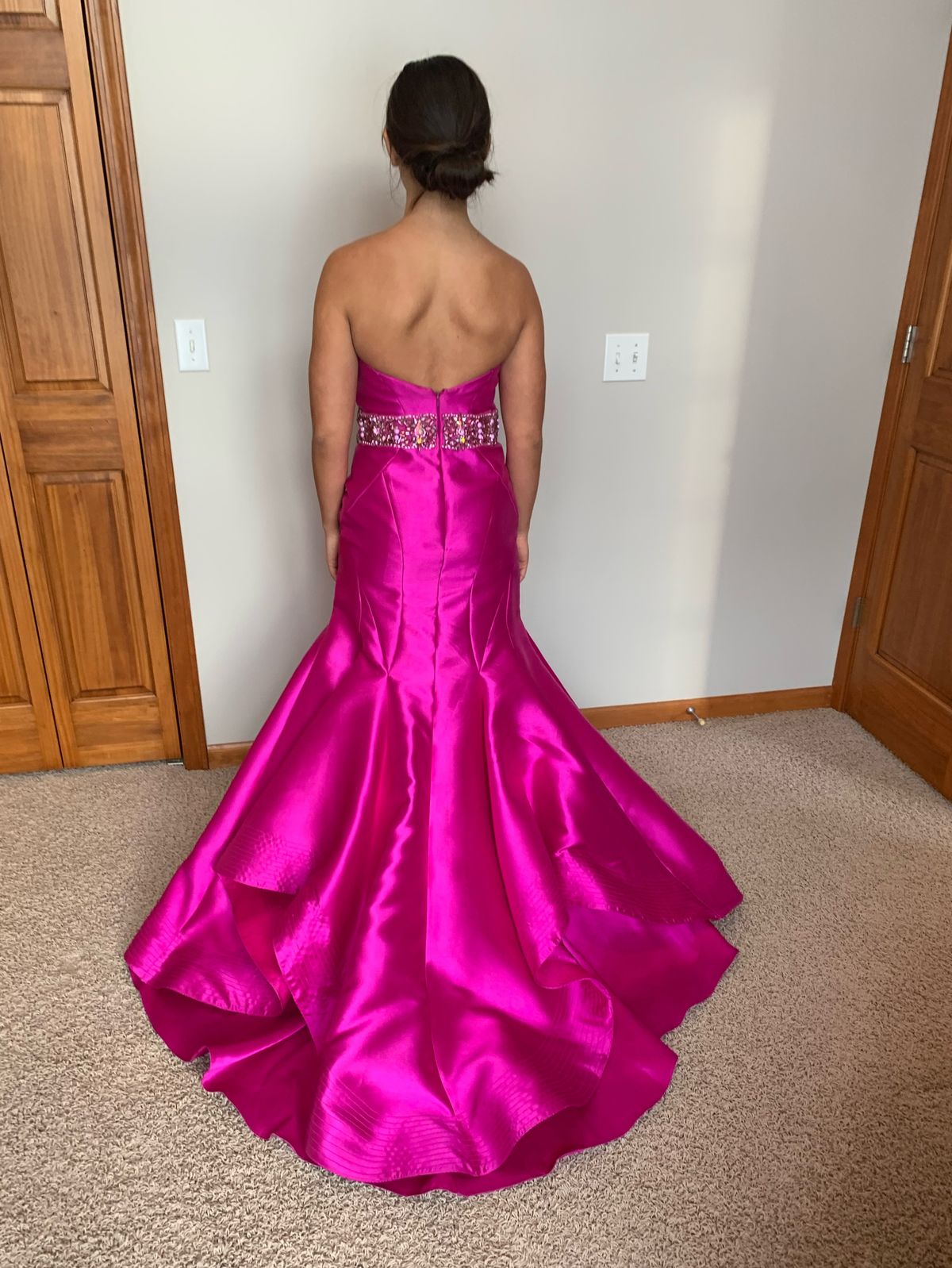 Mac Duggal Size 2 Prom Sequined Hot Pink Mermaid Dress on Queenly