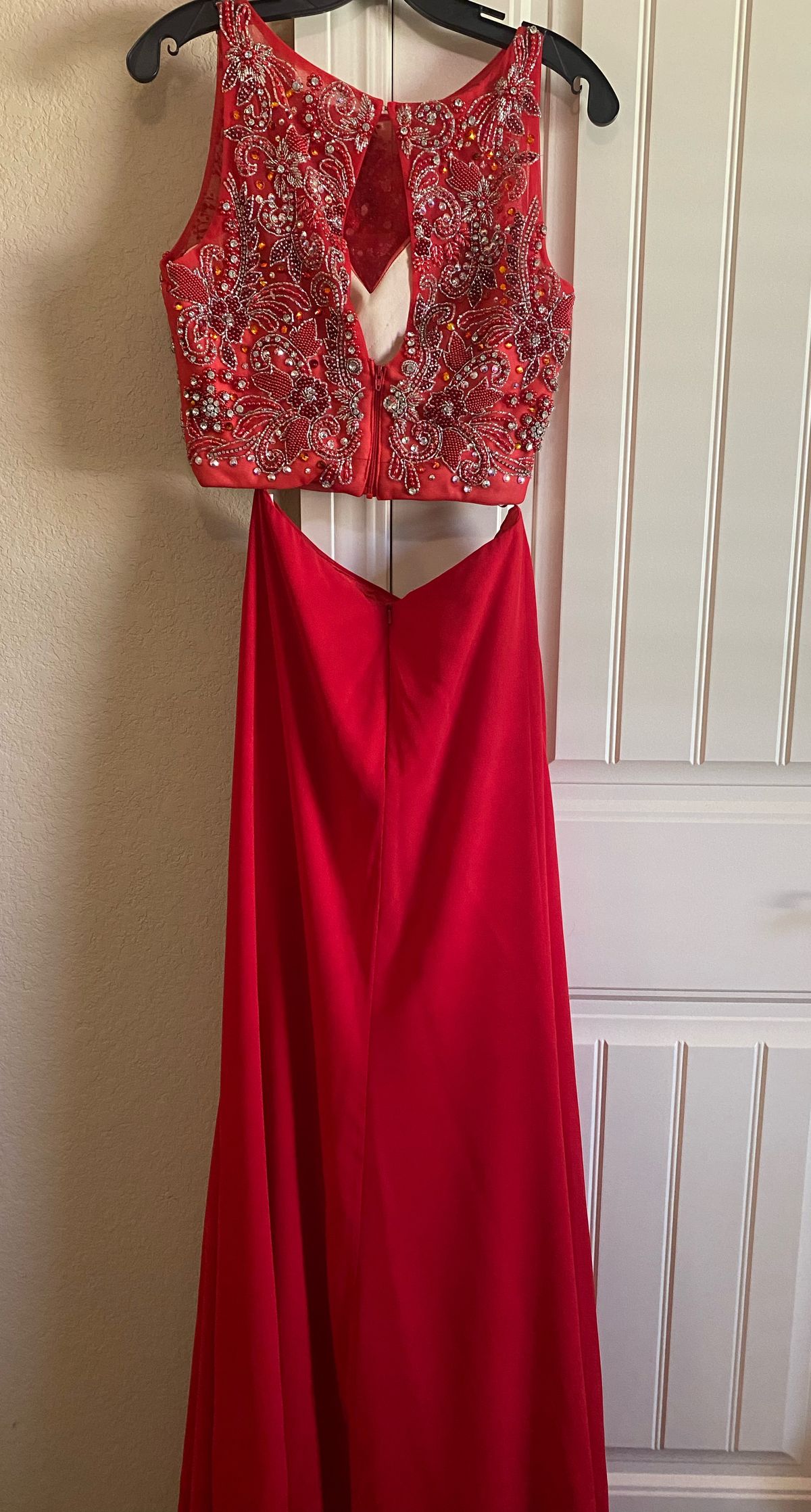 Size 8 High Neck Red Side Slit Dress on Queenly