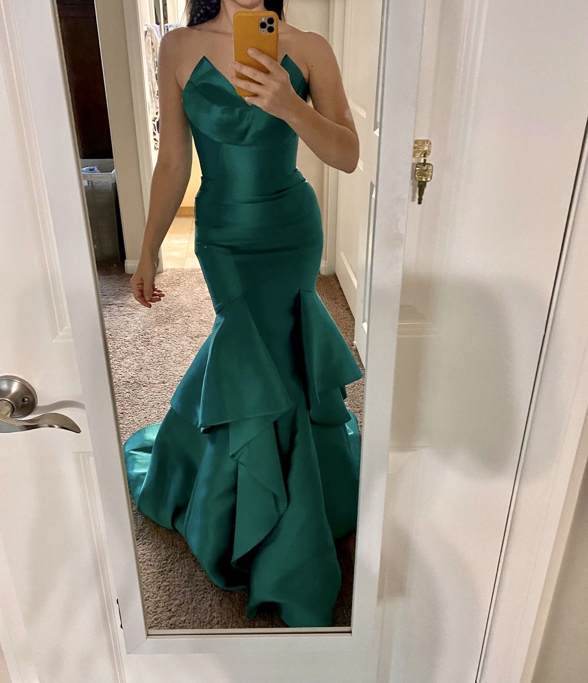 Jovani Size 0 Prom Emerald Green Mermaid Dress on Queenly